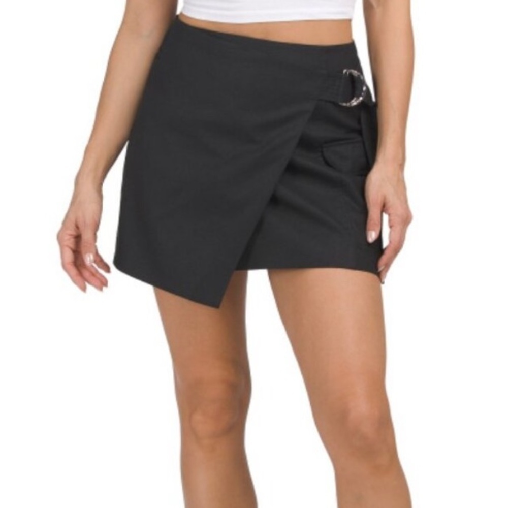 Tanya Taylor black Huxley mini wrap skirt